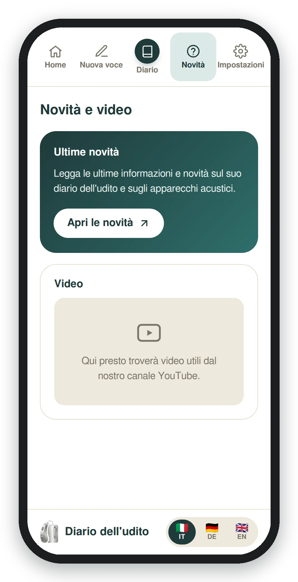 Sezione Novità e video
