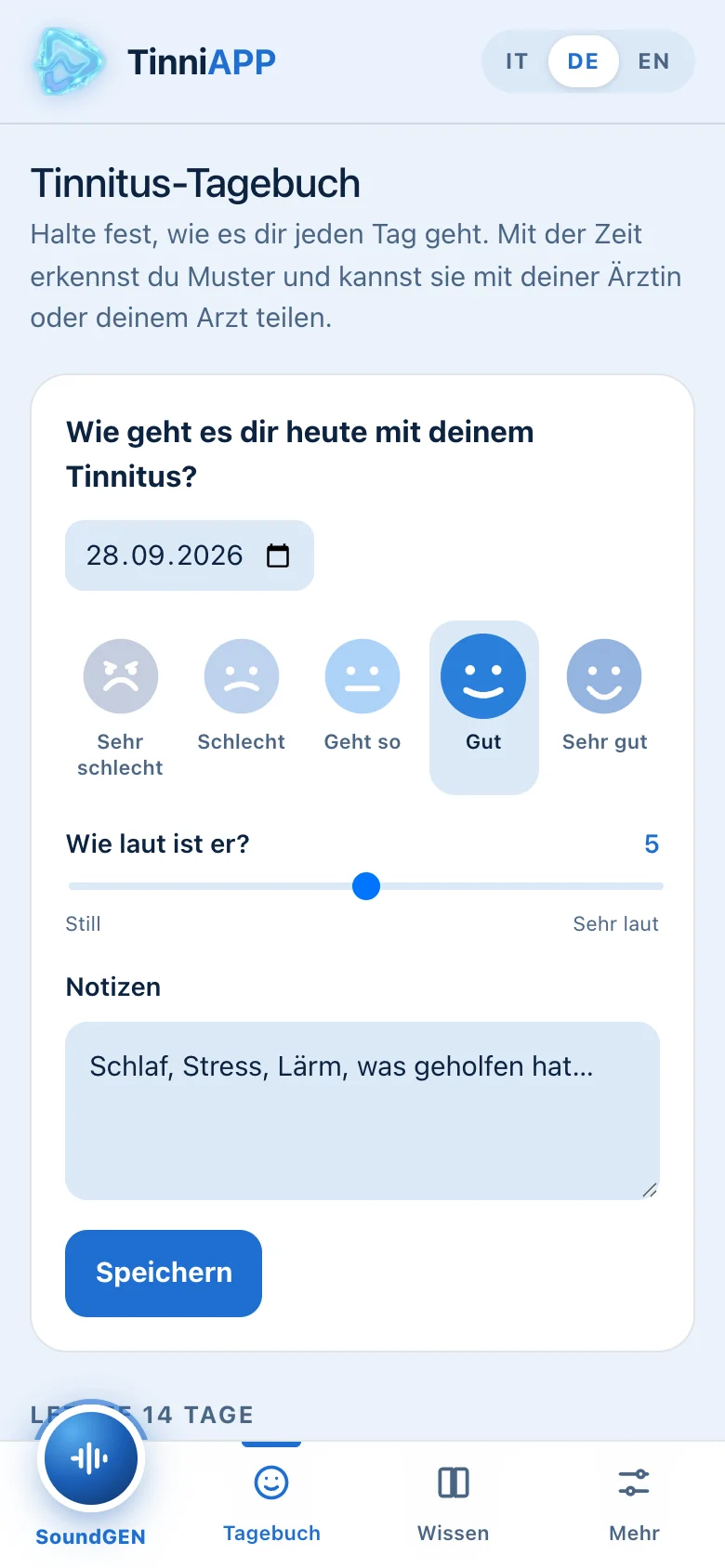 TinniAPP: Tinnitus-Tagebuch