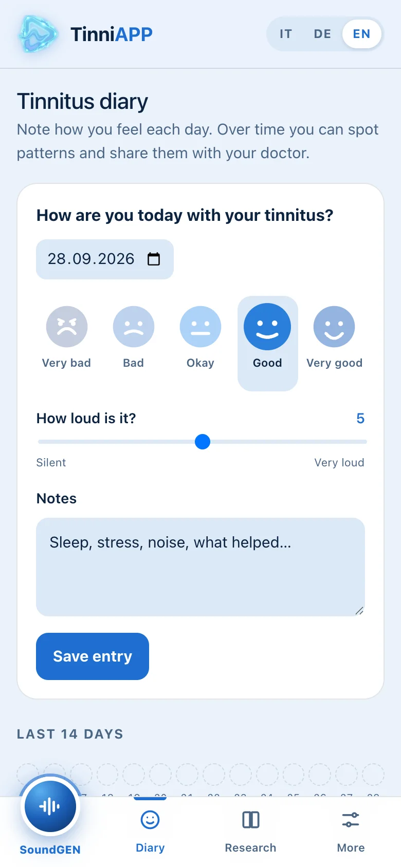 TinniAPP: tinnitus diary
